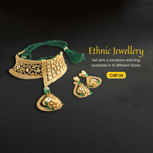 Elegant Ethnic Gold Jewellery Set Artwork For Telegram