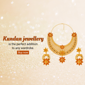 Elegant Kundan Necklace And Earring Set Business Poster For X