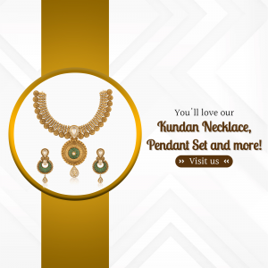 Elegant Kundan Necklace Jewelry Set Promotion Banner For Instagram
