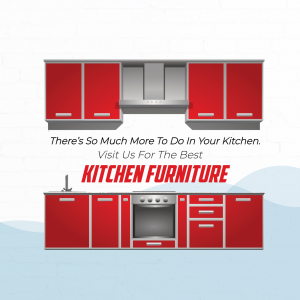 Modern Red Kitchen Furniture Ad Poster For Instagram