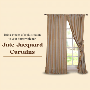 Jute Jacquard Curtains Advertisement Promotional Banner For Telegram