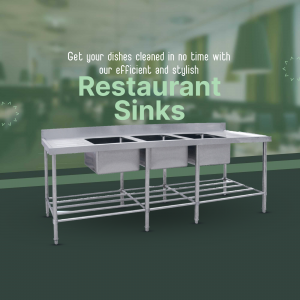 Commercial Three-Compartment Restaurant Sink Business Poster For WhatsApp