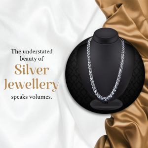 Elegant Silver Chain Necklace Display Promotional Banner For Telegram