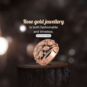 Elegant Rose Gold Leaf Ring Advertisement Artwork For WhatsApp