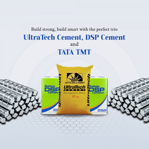 Build Strong With UltraTech, DSP Cement, And TATA TMT Poster For Twitter