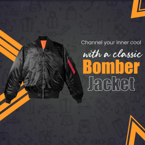 Classic Black Bomber Jacket Promotional Graphic Design For Facebook