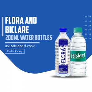 Flora And Bisleri 200ml Water Bottles Promotion Flyer For LinkedIn