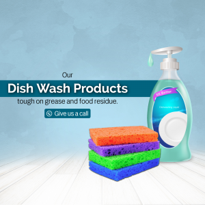 Dish Wash Liquid And Sponge Cleaning Supplies Graphic For WhatsApp