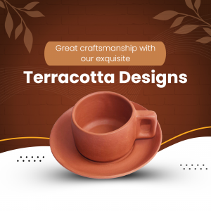 Artisanal Terracotta Cup And Saucer Set Banner For Threads