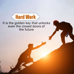 Hard Work Motivational Quote Promotional Banner For Telegram