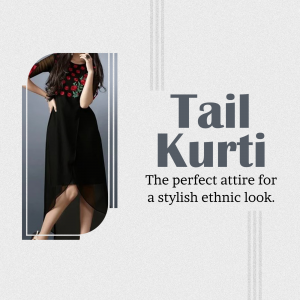 Stylish Tail Cut Kurti Flyer For WhatsApp