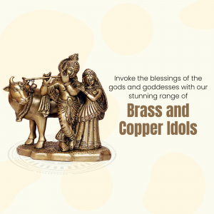Brass Radha Krishna Statue With Cow Banner For Facebook