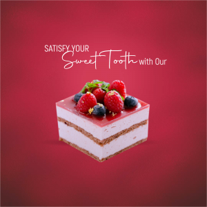 Satisfy Your Sweet Tooth Berry Cake Marketing Image For Instagram
