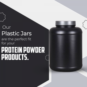 Black Plastic Protein Powder Jar Design For Google Business Profile
