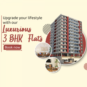 Luxurious 3 BHK Flats Residential Property Advertisement Graphic For Facebook