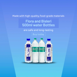 Flora And Bisleri 500ml Water Bottles Promotion Design For X