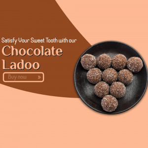 Delicious Chocolate Ladoo Dessert Promotion Banner For WhatsApp