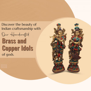 Handcrafted Indian Brass And Copper Radha Krishna Idols Flyer For Twitter