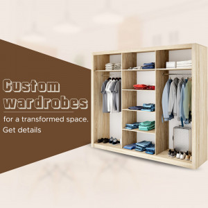 Custom Wooden Wardrobe Storage Solution Template For Facebook