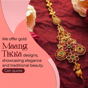 Exquisite Gold Maang Tikka Jewelry Design Template For WhatsApp
