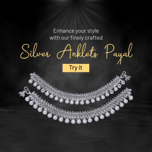 Elegant Silver Anklet Payal Collection Advertisement For LinkedIn