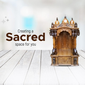 Wooden Home Temple Mandir Banner For Threads