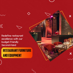 Budget-Friendly Second-Hand Restaurant Furniture And Equipment Business Poster For Facebook