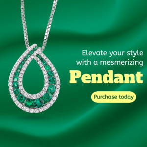 Elegant Teardrop Emerald And Diamond Pendant Social Media Post For Google Business Profile