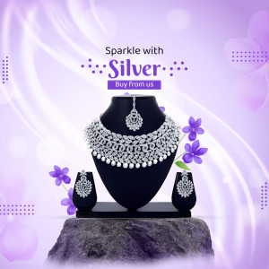 Elegant Silver Jewelry Set Advertisement Design For Pinterest