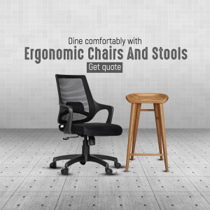 Ergonomic Chairs And Wooden Stools Promotional Banner For Facebook