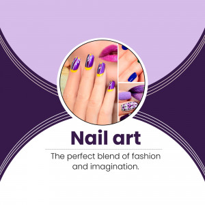 Creative Purple And Yellow Nail Art Design Flyer For Telegram