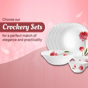 Elegant Floral Crockery Set Social Media Post For Twitter