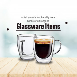 Handcrafted Glassware Collection Promotional Banner For Facebook