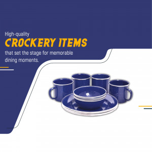 Premium Blue Crockery Set Business Poster For Twitter