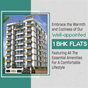 Modern 1 BHK Apartment Building Advertisement Flyer For Telegram