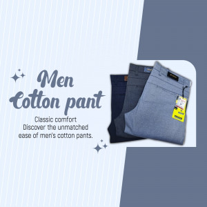 Classic Men's Cotton Pants Collection Marketing Image For Instagram