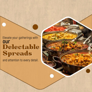 Delectable Catering Spreads Promotional Banner For WhatsApp