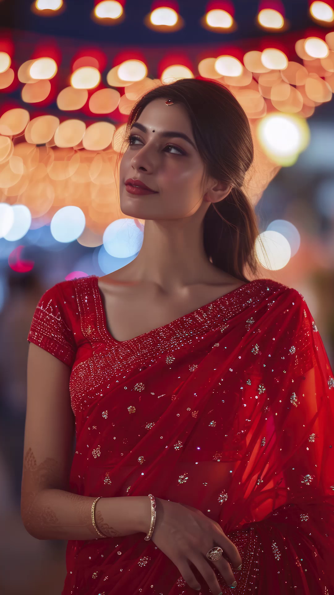 Elegant Woman In Traditional Indian Saree Artwork For WhatsApp