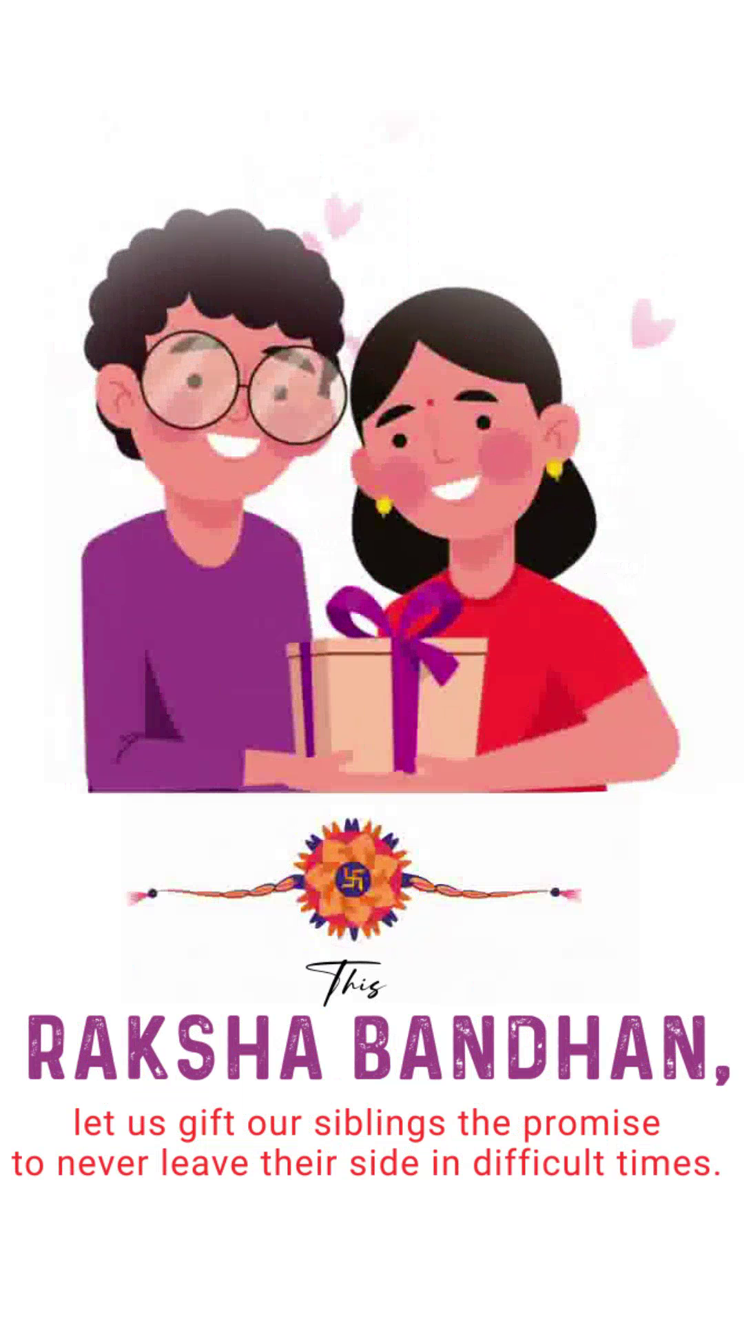 Raksha Bandhan Sibling Bond Illustration Marketing Image For Instagram