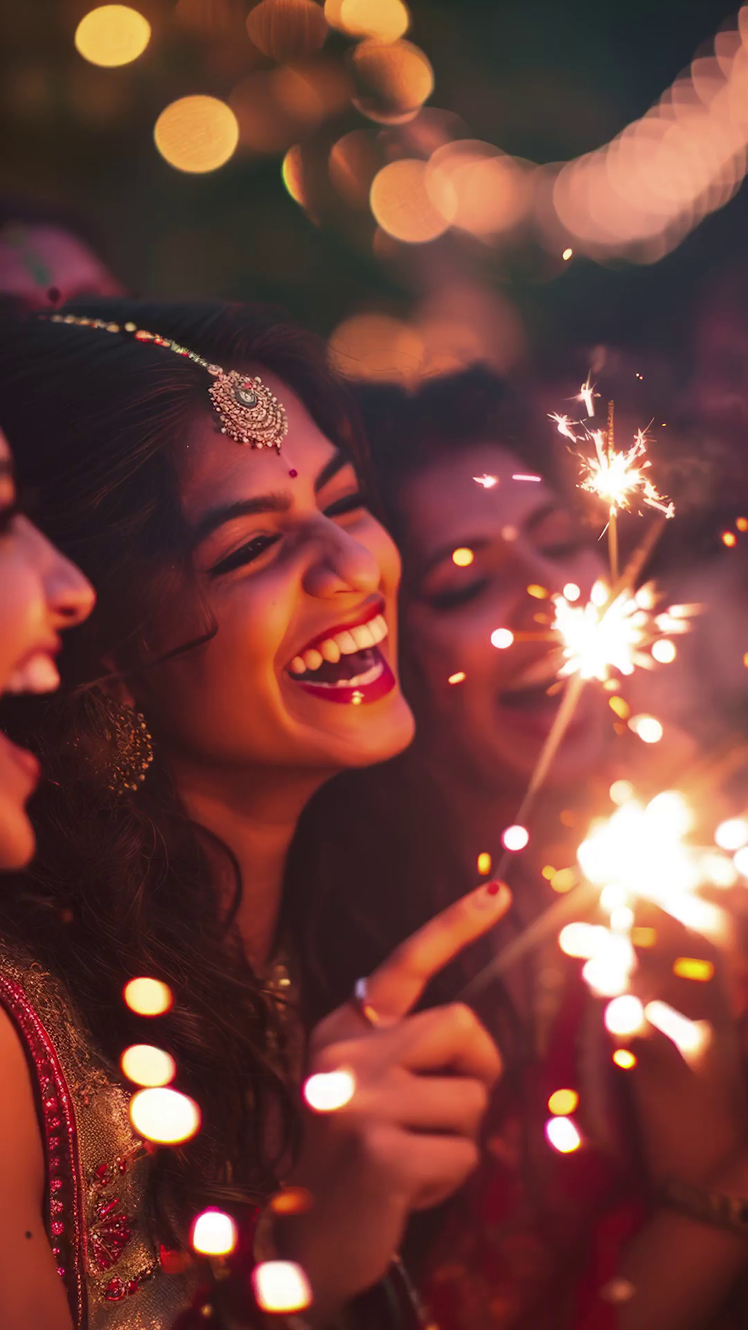 Joyful Women Celebrating With Sparklers Banner For X