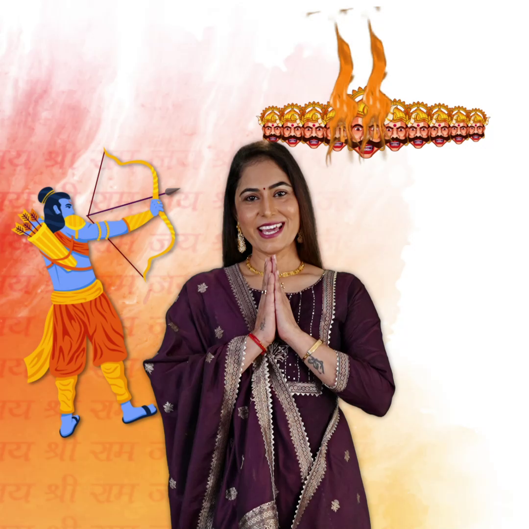Dussehra Greeting With Lord Rama And Ravana Banner For Facebook