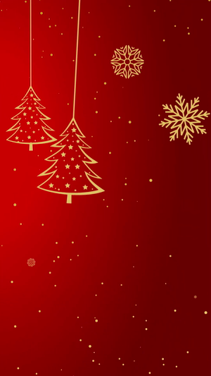 Minimalist Gold Christmas Trees On Red Background Advertisement For Snapchat
