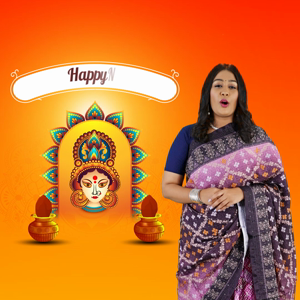 Navratri Greeting Featuring Goddess Durga And Traditional Attire Creative Design For Threads