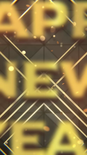 Happy New Year Golden Geometric Greeting Social Media Post For WhatsApp