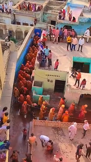 Holi Celebration In Indian Village Branding Post For X