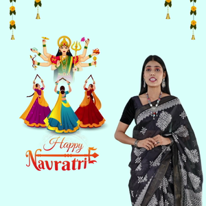 Happy Navratri Greeting With Traditional Dance Template For WhatsApp