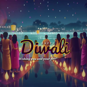 Happy Diwali Greeting With People And Lanterns Branding Post For X