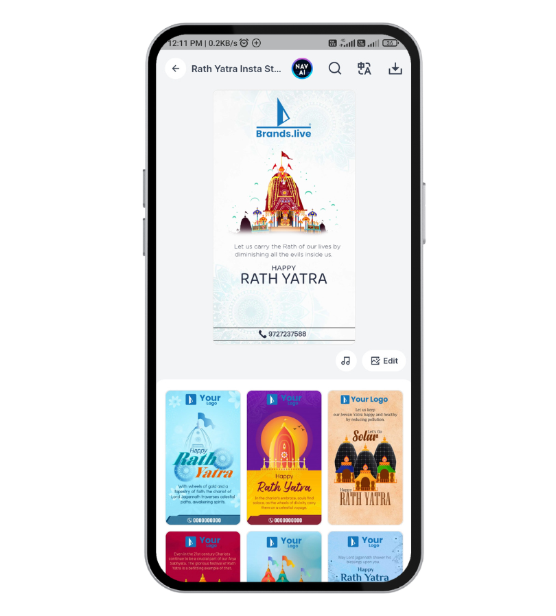 Download Ratha Yatra Instagram Story Templates – Only on Brands.live!