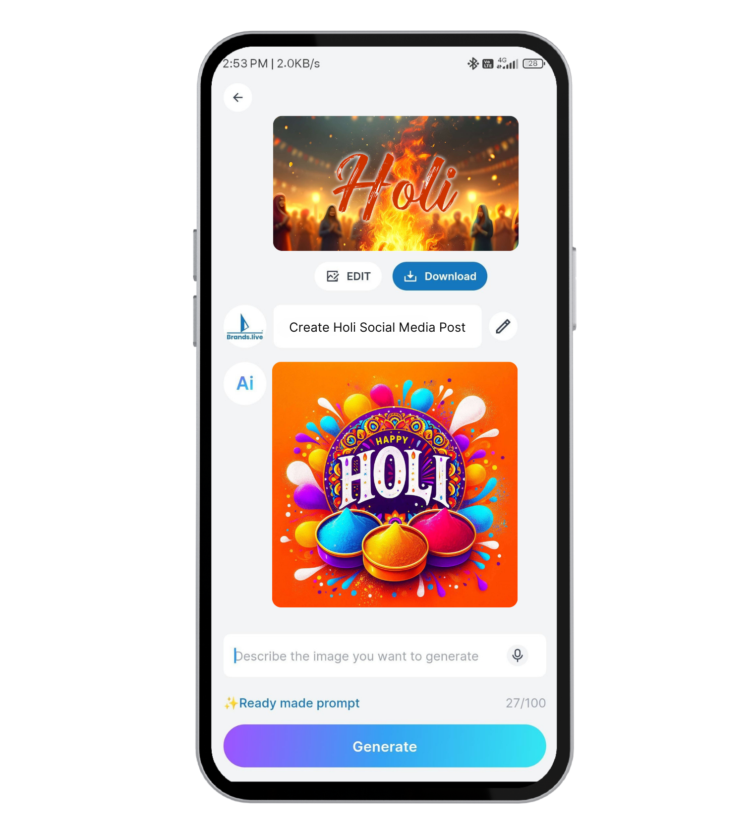 Holi Insta Story Video Brands.live