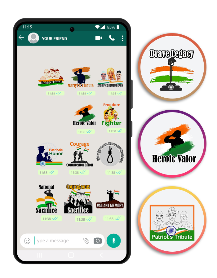 Honor Our Heroes with Shahid Diwas WhatsApp Stickers